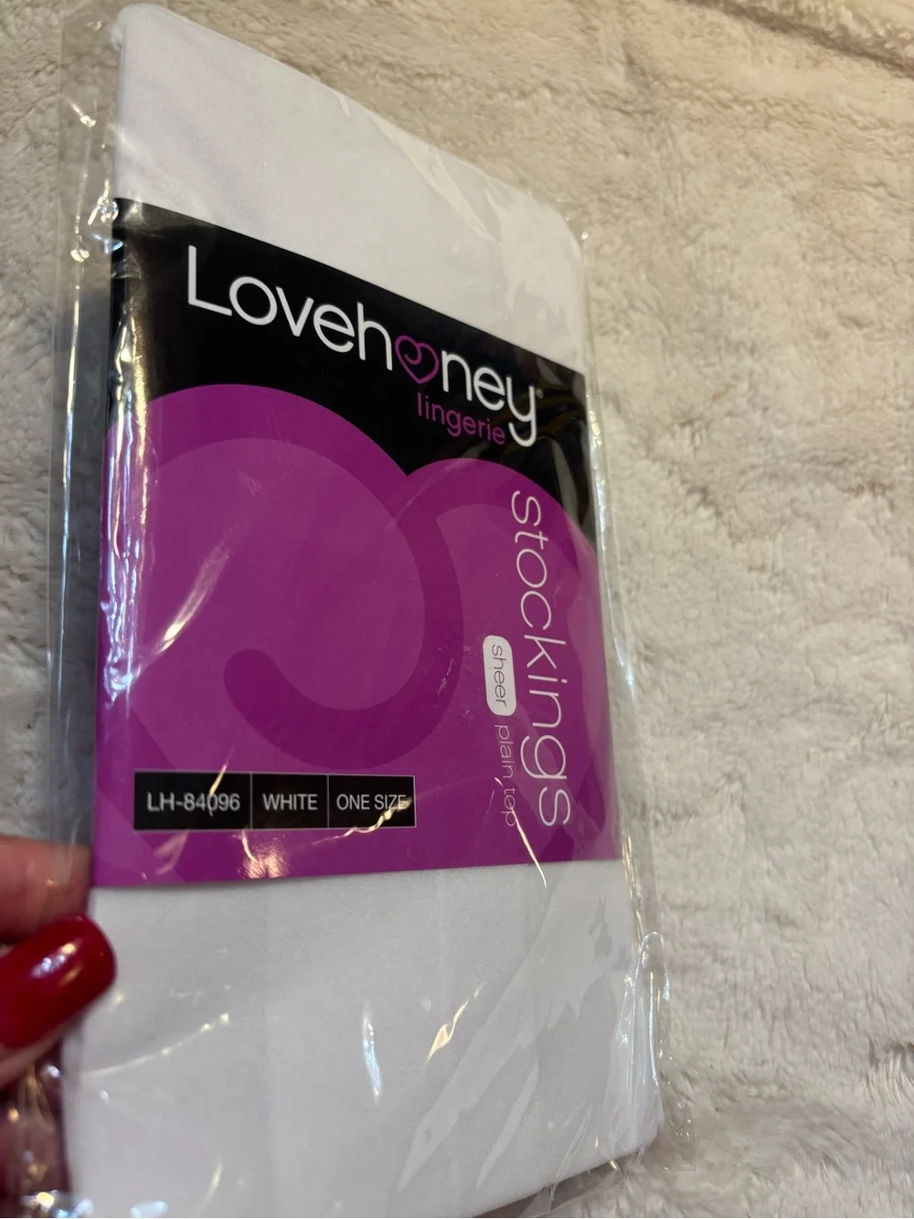 🇺🇸 NEW Lovehoney Stockings - One Size White Sheer Thigh-High Plain Top Nylon